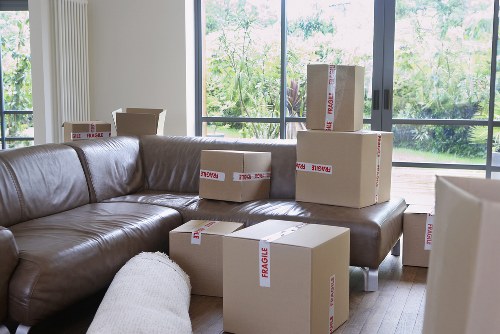 Modern home interior with moving boxes in Shoreditch
